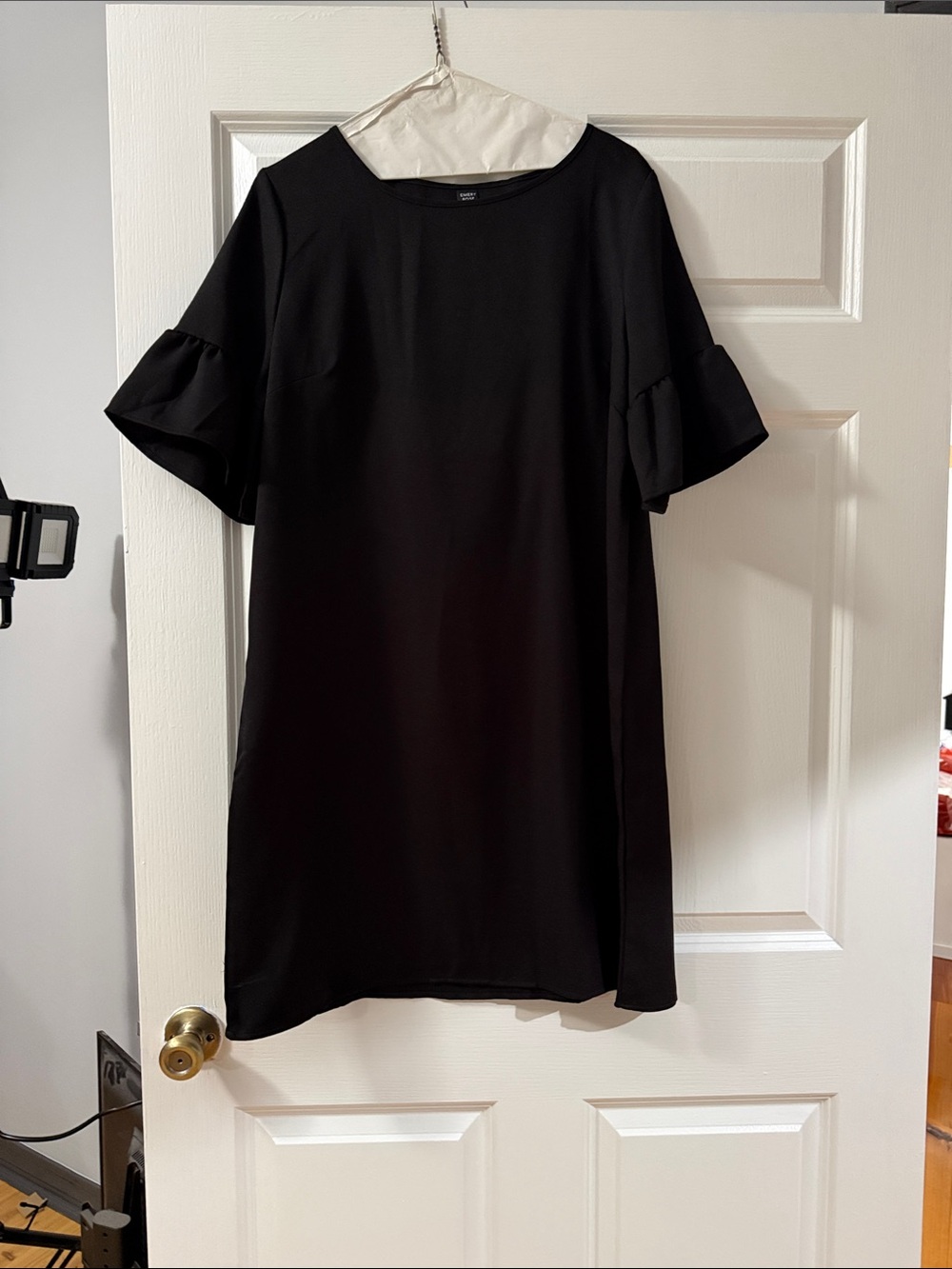 Ruffle Sleeve Black Mini Dress